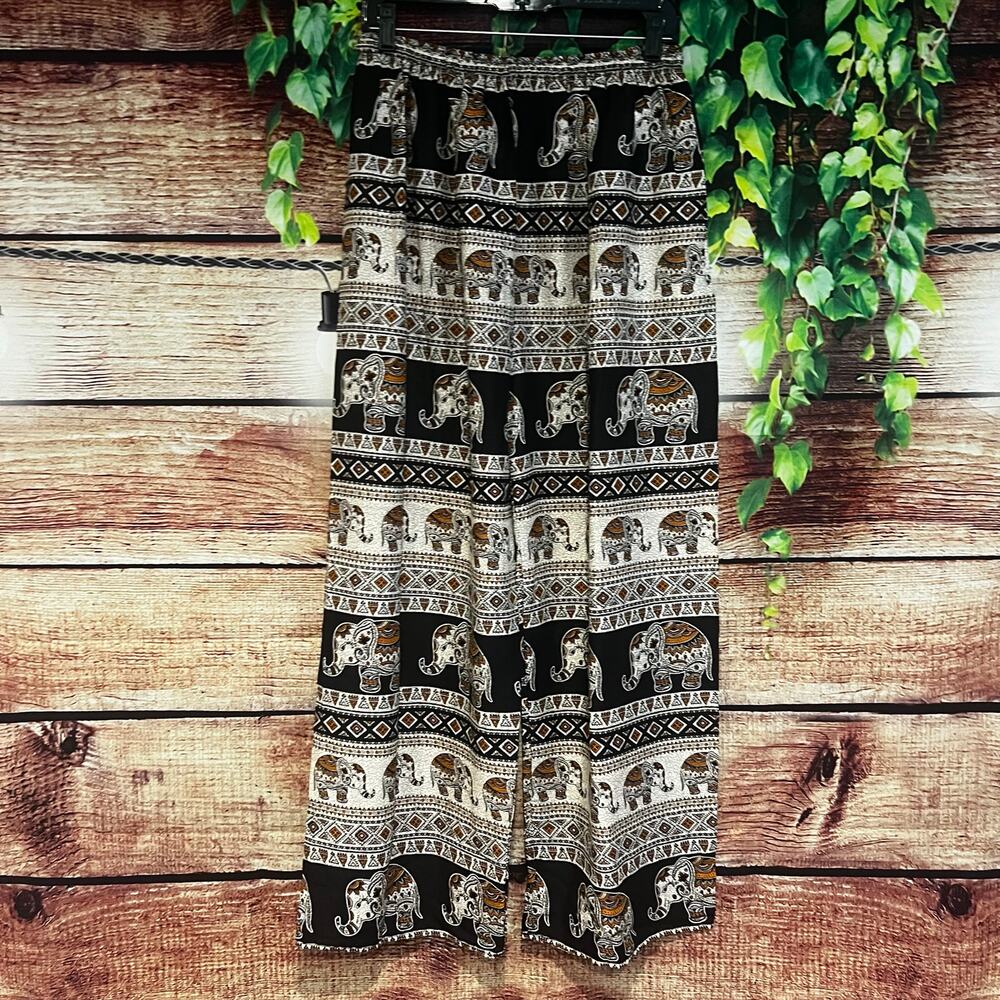 Paisley Boho Elephant Pants Wide Leg Tribal Festival Concert Women XL 100% Rayon - Picture 4 of 5
